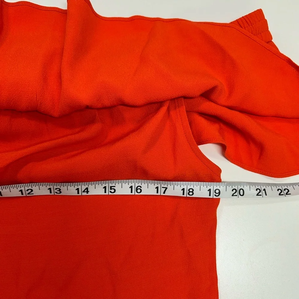 Veronica Beard Coast Ruffle Off-the-Shoulder Top in Orange Size 4 - Picture 7 of 11